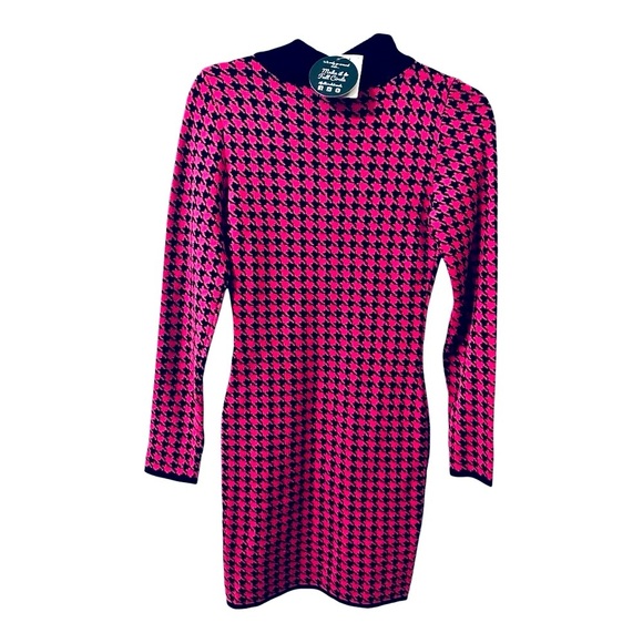 Jolie & Joy Pink & Black Houndstooth Sweater Dress | Size L | NWT - Picture 4 of 6